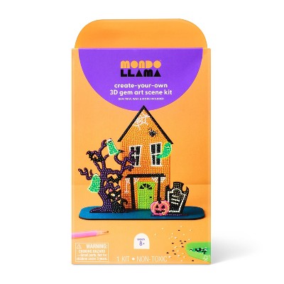 Halloween Craft 3D Gem Art Haunted House Activity DIY Art Kit - Mondo Llama