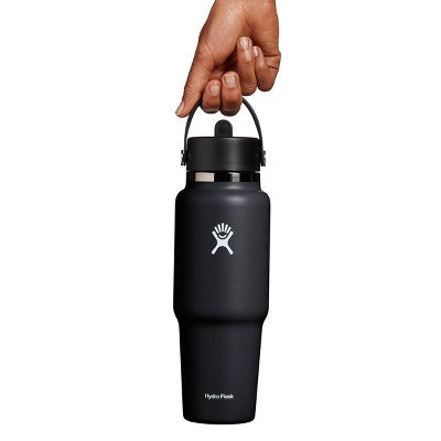 Hydro Flask 32oz Wide Mouth Flex Straw Travel Bottle - Black: Vacuum-Insulated, BPA-Free