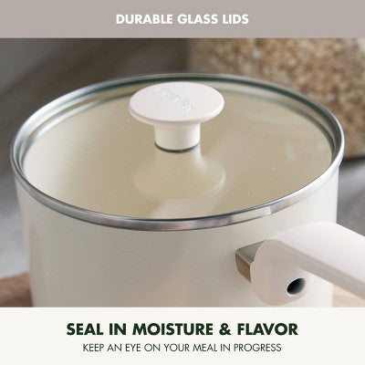 GreenPan Rio Advanced 3qt Ceramic Nonstick Sauce Pan with Lid Cream