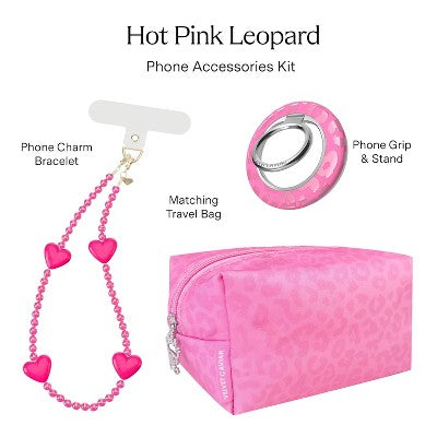 VELVET CAVIAR Phone Accessories Set - Hot Pink Leopard
