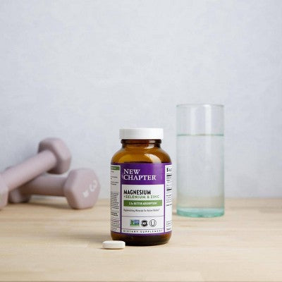 New Chapter Magnesium + Selenium & Zinc with Muscle Support Minerals + Hydrating Electrolytes, 325 mg with Magnesium Glycinate Tablets - 30ct