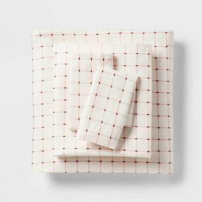 Twin/Twin Extra Long Microfiber Sheet Set Pink Grid - Room Essentials