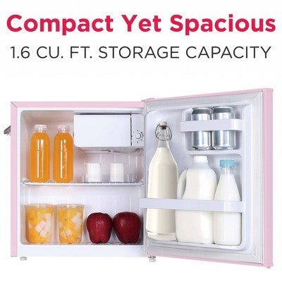 Frigidaire 1.6 cu ft Compact Retro Fridge with Freezer, Built-in Bottle Opener Pink (LOCAL PICKUP ONLY)
