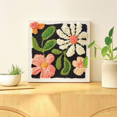 Punch Needling Canvas Kit - Mondo Llama: Needle Punch Craft Kit for Adults, Includes Yarn & Needle, Art & Design Theme