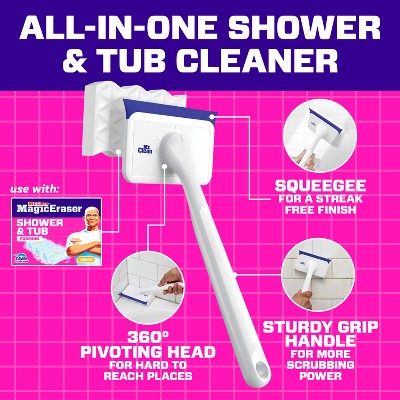 Mr. Clean Magic Eraser Shower & Tub Scrubber, Lavender Starter Kit, 1 Scrubber & 2 Erasers: Foam Cleaner, Multipurpose Application