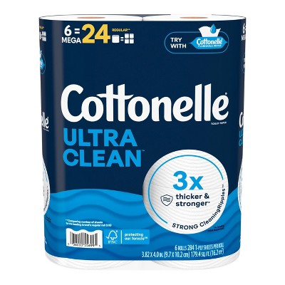 Cottonelle Ultra Clean Strong Toilet Paper - 6 Mega Rolls