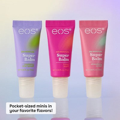 eos 24H Moisture Super Balm Minis - Honey Apple, Raspberry Kiwi Splash, & Strawberry Sorbet - 0.72 fl oz/3pk