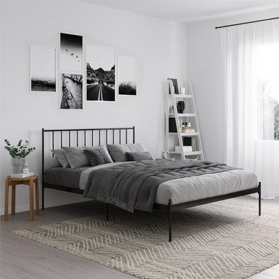RealRooms Ares Adjustable Height Metal Bed, King, Black (LOCAL PICKUP ONLY)