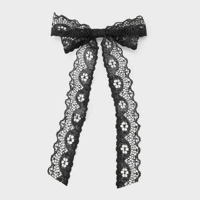 Longtail Lace Bow Barrette - Wild Fable Black
