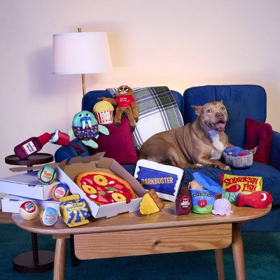 BARK Barkbuster Movie Night Hawhine Pizza Dog Food Shaped Plush Toy