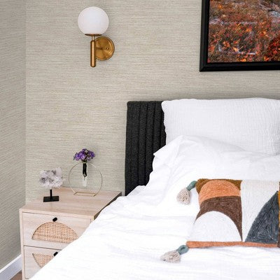 Tempaper & Co. Peel and Stick Wallpaper Horizontal Grasscloth Ecru (LOCAL PICKUP ONLY)