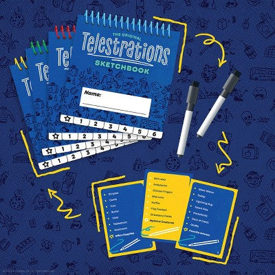 The Op Games Telestrations 6 Player Game: Social Skills Educational Party Game, Includes Cards & Dry Erase Boards
