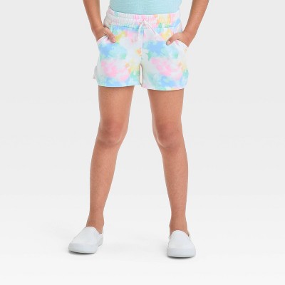Girls' Pull-On Knit Shorts - Cat & Jack Tie-Dye Cream XS