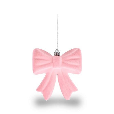 Flocked Ornaments Pink Bow - Bullseye's Playground