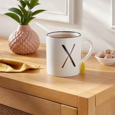 16oz Stoneware Monogram X Mug Ivory - Threshold