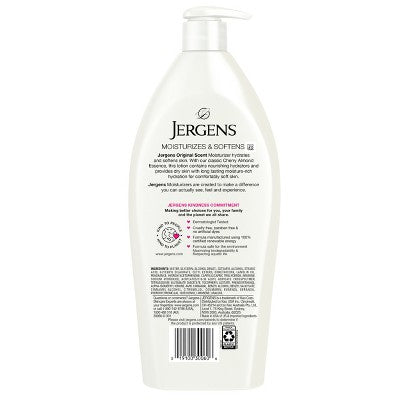 Jergens Original Scent Cherry Almond Moisturizing Body Lotion for Dry Skin - 33.8 fl oz: Hydrating, Skin Texture Improvement, Paraben-Free, Vegan