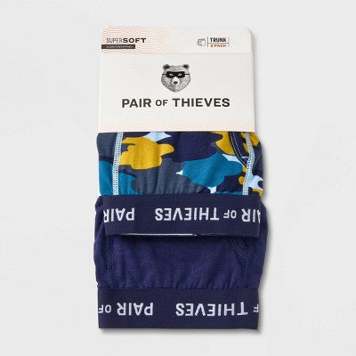 Pair of Thieves Men's Super Soft Camo Trunks 2pk - Blue/Yellow S