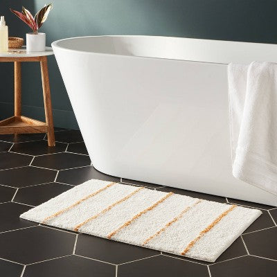 20"x30" Modern Tufted Stripe Bath Rug Yellow/Cream - Threshold (LOCAL PICKUP ONLY)