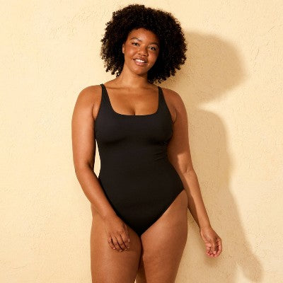 Women's Shaping Square Neck Medium Coverage One Piece Swimsuit S