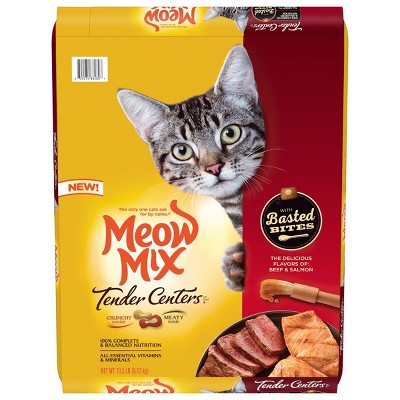Meow Mix Tender Centers with Basted Bites with Flavors of Beef & Salmon Adult Complete and Balanced Dry Cat Food - 13.5lbs