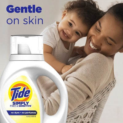 Tide Simply Free & Sensitive Liquid Laundry Detergent - Unscented - 84oz