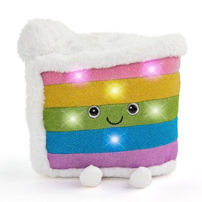 FAO Schwarz 11" Glow Brights Plush LED with Sound Rainbow Cake: Non-Animal Stuffed Toy, Polyester Material