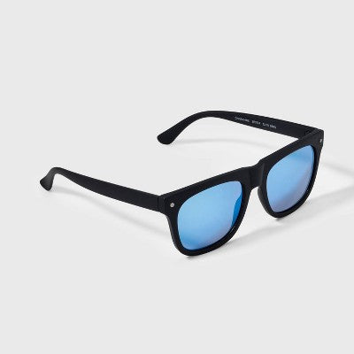 Men's Matte Plastic Square Sunglasses - Original Use Black: Scratch-Resistant, UV Protection, Recycled Frame