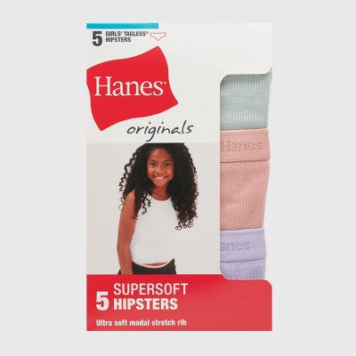Hanes Originals Girls' 5pk SuperSoft Hipster Underwear SIZE 6