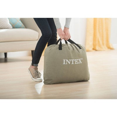 Intex Elevated 18" Pillow Rest Twin Air Mattress with Internal Pump - Off-White/Blue: Includes Storage Bag, Repair Patch, Electric Pump