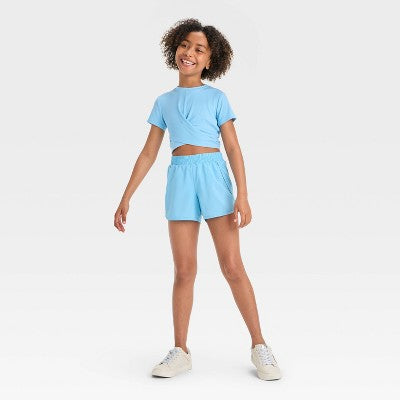 Girls' Run Shorts - All In Motion Light Blue S