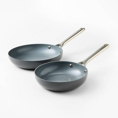2pk (8" & 10") Nonstick Ceramic Coated Aluminum Frypan Set Dark Gray - Figmint