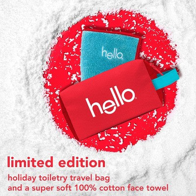 hello Holiday Home for the Holidays Fluoride-Free Toothpaste and Aluminum Free Deodorant Travel Toiletry Bag Kit - 5pc