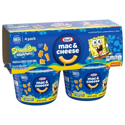 Kraft Spongebob Shapes Mac and Cheese Microwaveable Cups - 7.6oz/4ct