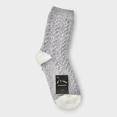 Girls' Cable Knit Lounge Crew Socks - art class Gray M