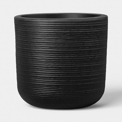 Fluted Outdoor Planter Black 8" - Threshold