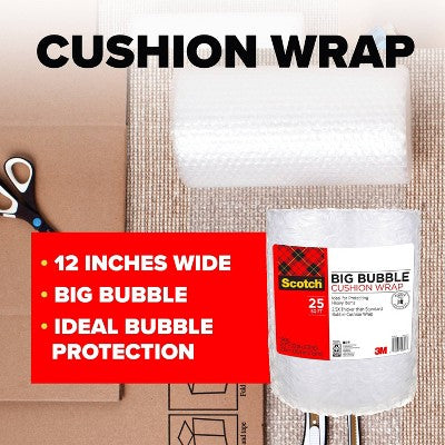 Scotch Big Bubble Cushion Wrap 12" x 25'