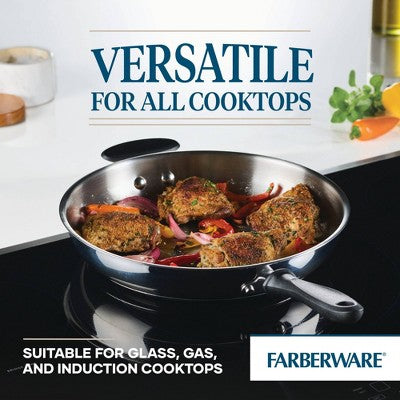 Farberware Reliance 12" Stainless Steel Open Skillet: Dishwasher-Safe, Phenolic Handle, Electric & Gas Compatible