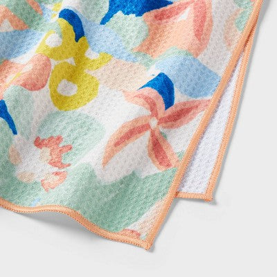 Waffle Abstract Floral Hand Towel Pastel - Room Essentials