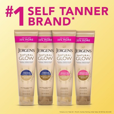 Jergens Natural Glow Skin Firming Daily Moisturizer + Self Tanner Tanning Lotion - Medium to Deep - 10 fl oz