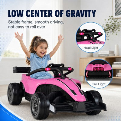 12V Kids Ride On Electric Formula Racing Car with Remote Control, Pink, Ages 3-7 (LOCAL PICKUP ONLY)