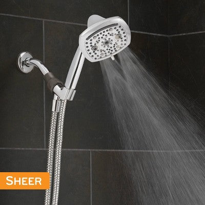 5" Contour 9 Spray WaterSense Hand Shower Chrome - Oxygenics: EPA Certified, 72" Hose, Multi-Setting Showerhead
