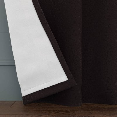 50"x84" Blackout Embossed Velvet Curtain Panel Black - Threshold: Tiger Print, UV Protection, Rod Pocket