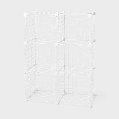 11" 6 Cube Metal Grid Storage White - Brightroom