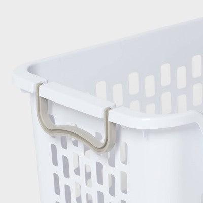 2pk Stacking Laundry Basket White - Brightroom (LOCAL PICKUP ONLY)