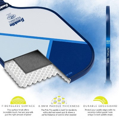 Franklin Sports 2 Player Poly Paddle with Ball Set - Blue/Light Blue: Fiberglass Pickleball Equipment