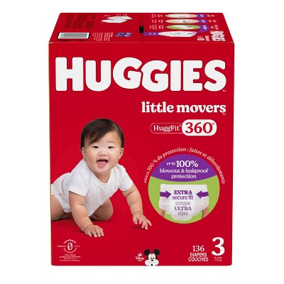 Huggies Little Movers HuggFit 360 Pull On Diapers -Size 3 - 136ct