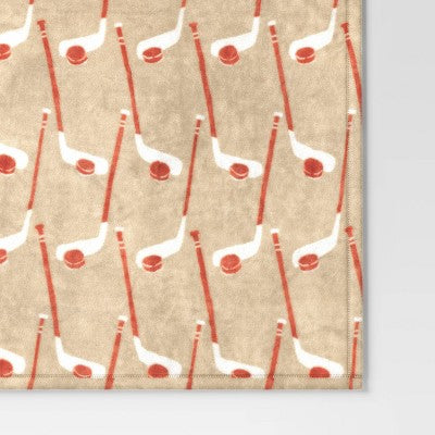 Hockey Plush Throw Blanket Beige