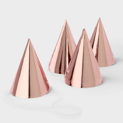 10ct 5" Metallic Foil Party Hats Rose Gold - Spritz