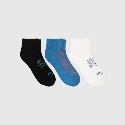 Hanes Men's Absolute Run Ankle Socks 3pk - Blue/White/Black 6-12