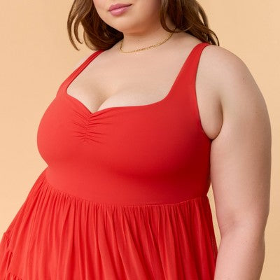 Blogilates Women's Sweetheart Babydoll Dress - Red X